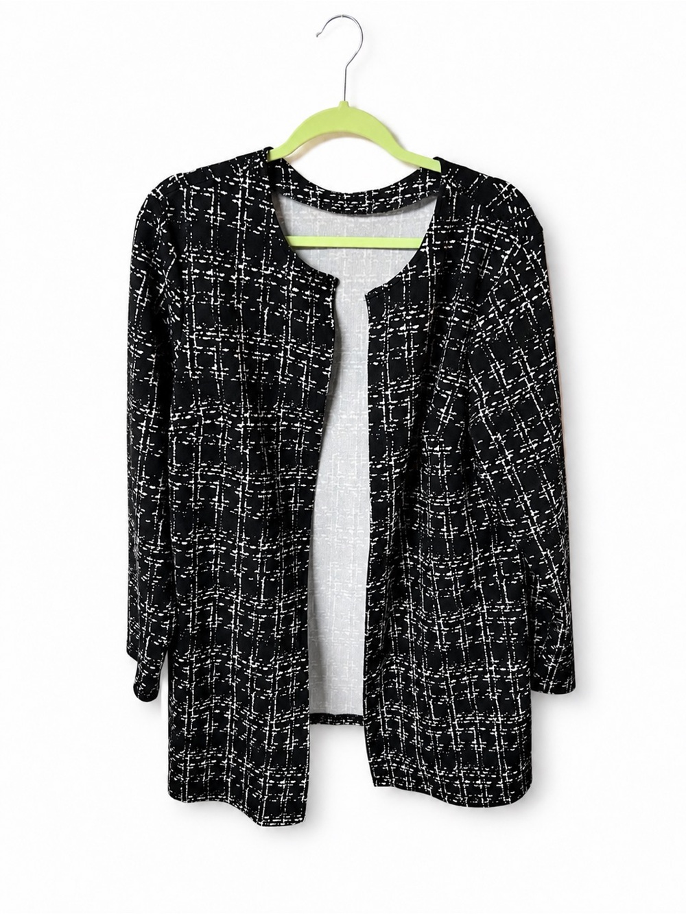 Open-Front Black & White Cardigan